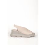 Dericlub ZY 7712 Bej Kadın Bantlı Dolgu Taban Comfort Günlük Sandalet