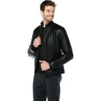 DeriClup E-916 Deri Erkek Mont - 5XL - Siyah