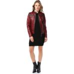 DeriClup Yb-2143 Kadın Deri Mont - 5XL - Bordo