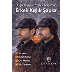 dericom Kışlık Gizli Kulaklıklı Gri Ekse Desenli Şapka Gri Tek Ebat