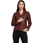 Deriderim Agnes Bordo Kadın Biker Hakiki Deri Mont - 38