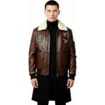Deriderim Kahverengi Hakiki Deri Yamalı Erkek Bomber Mont Aviator 32 Modeli ile Şık Tasarım - 56