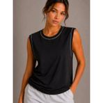 Deridün Yıldız Shoes Kontrast Biyeli Kolsuz Atlet Bisiklet Yaka Yazlık Basic Atlet - Siyah - 2XL