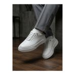 Derify Hakiki Deri Beyaz Erkek Casual Ayakkabı – Ortopedik, Ultra Rahat, Akıllı Bağcık, Günlük Sneaker
