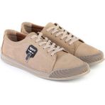 Deriholl Kum Rengi Erkek Deri Sneaker & Spor Ayakkabı - Krem - Mavi