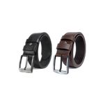 Derikem 2'li Erkek %100 Hakiki Manda Derisi Siyah Tokalı Erkek Kot Kemeri 4,5 cm Siyah-Kahverengi - 125 cm - Siyah - Kahverengi