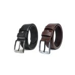 derikem 2'li Erkek %100 Hakiki Manda Derisi Siyah Tokalı Erkek Kot Kemeri 4,5 Cm Siyah-kahverengi