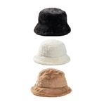 Derikem 3 Adet Şık Kadın Peluş Kova Balıkçı Bucket Kışlık Şapka 3'lü SİYAH-BEYAZ-CAMEL Standart