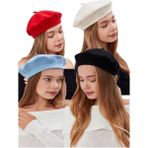 Derikem 4 Adet Kadın Sanatçı Ressam Şapkası Klasik Fransız Bere Moda Sanatçı Şapkası Keçe Fransız Şapka - Çok Renkli - Standart