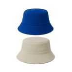 Derikem İkili Yazlık Kumaş Kova Şapka, Erkek Kadın Düz Balıkçı Bucket Şapka, Unisex Krem-mavi KREM-MAVİ Standart