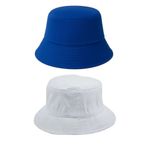 Derikem İkili Yazlık Kumaş Kova Şapka, Erkek Kadın Düz Balıkçı Bucket Şapka, Unisex Mavi-beyaz BEYAZ-MAVİ Standart