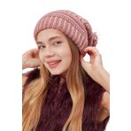 Derikem Kadın Kışlık Şık Ponponlu Astarlı Örgü Bere - Pembe - Standart