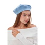 Derikem Kep Kadın Sanatçı Ressam Şapkası Klasik Fransız Bere Moda Sanatçı Şapkası Bere Keçe Fransız Şapka - Standart - Bebe Mavisi