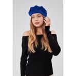 Derikem Kep Kadın Sanatçı Ressam Şapkası Klasik Fransız Bere Moda Sanatçı Şapkası Bere Keçe Fransız Şapka - Standart - Mavi