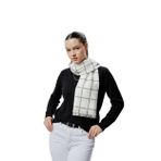 DERIKEM Kış Sezonu Ekose Desenli Şal, Çok Renkli Yumuşak Dokulu, Saçaklı, Kadın Moda Aksesuar (Ekru)