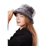Derikem Peluş Bucket Kadın Balıkçı Şapkası Yumuşak Ve Tüylü Kadın Şapkası ANTRASİT GRİ Standart