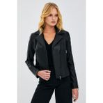 Derimod 20SGD5859U4 Kiara Kadın Siyah Slim-Fit Biker Deri Ceket