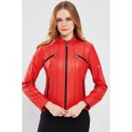Derimod 24SGD5200U4 Linda Kadın Kırmızı Kısa Deri Ceket