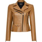 Derimod 25SGD5106U4 Bella Kadın Camel Biker Kısa Deri Ceket