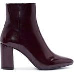 Derimod 25WFD110916 Gritti Kadın Bordo Fermuarlı Kalın Topuklu Rugan Deri Bot