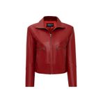 Derimod 25WGE5611R3 Dolores Kadın Kırmızı Devrik Yaka Oversize Deri Ceket