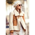 Derimod 25WGP5313FF Samoens Kadın Bej Kısa Teddy Mont