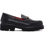 Derimod 26PFD405018 Flex Kadın Siyah Kalın Tabanlı Deri Maskülen Loafer