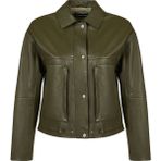 Derimod 26SGD5633S7 Madlen Kadın Haki Yeşil Oversize Deri Ceket