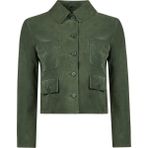 Derimod 26SGD565010 Cassandra Kadın Yeşil Slim-Fit Süet Deri Ceket