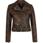 Derimod 26SGD5983VD Newage Kadın Kahverengi Slim-Fit Biker Deri Ceket