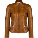 Derimod 26SGE5906NC Donna Kadın Camel Hakim Yaka Deri Ceket