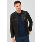 Derimod Dali Erkek Siyah Spor Deri Ceket 22SGM6348VE - XL