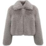 Derimod Dallas Kadın Gri Gömlek Yaka Teddy Mont 25WGD5620FF - XL