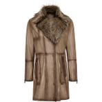 Derimod Kelly Kadın Bej Yaka Kürklü Deri Kaban 25WGE5619NC - 2XL