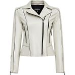 Derimod Kiara Kadın Bej Slim-Fit Biker Deri Ceket 24WGD5859U4 - XL