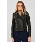 Derimod London Kadın Siyah Biker Deri Ceket - XL