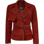 Derimod Patricia Kadın Bordo Biker Süet Deri Ceket 26SGD563810 - L