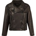 Derimod Torino Kadın Siyah Biker Oversize Deri Ceket 26SGD56558S