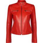 Derimod Vicky Kadın Kırmızı Kısa Deri Ceket 26SGE5170R3 - 2XL