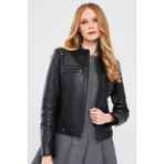 Derimod Vicky Kadın Siyah Kısa Deri Ceket 24SGE51701M - 2XL