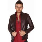 Derimont Deri Erkek Bordo Spor Deri Mont - L