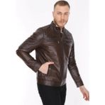 Derimont Deri Erkek Deri Mont Kahverengi Jaune - 2XL