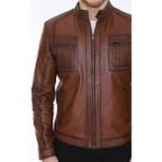 Derimont Deri Erkek Deri Mont Kahverengi Portes - 2XL