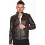 Derimont Deri Erkek Kahve Hakim Yaka Spor Deri Mont - XL - Kahverengi