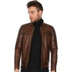 Derimont Deri Erkek Spor Kahve Deri Mont - XL - Kahverengi