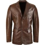 Derimont Deri Kahverengi Blazer Deri Erkek Ceket - S