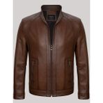 Derimont Deri Kahverengi Erkek Deri Mont Düz Kesim 2 Cepli Deri Ceket - XL
