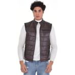 Derimont Deri Koyu Kahverengi Üç Cepli Kabertmalı Yelek Erkek Deri Mont, Ceket - XS
