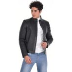 Derimont Deri Siyah Üç Cepli Arı Petek Modelli Erkek Deri Mont, Ceket - XS