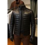DERİMONTAYA %100 Hakiki Kuzu Deri Mont Siyah Şişme Ceket - 000-Siyah - 5XL